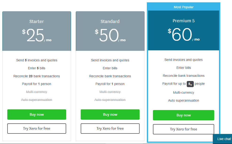 Xero Pricing Plans