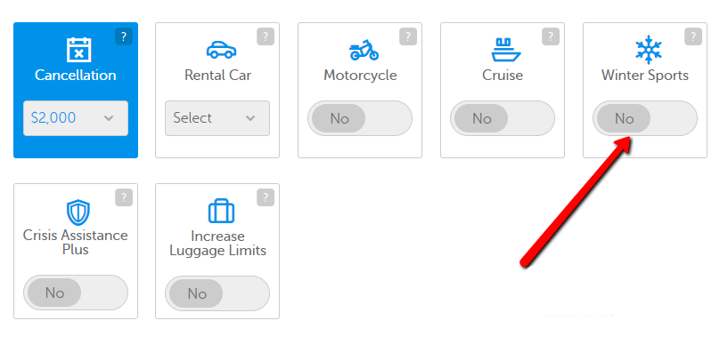 winter sports travel insurance add-on